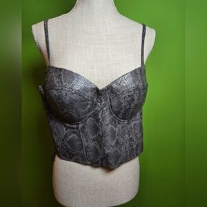 Say What? Charcoal Snake Print Crop Top